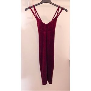 Deep red velvet midi dress